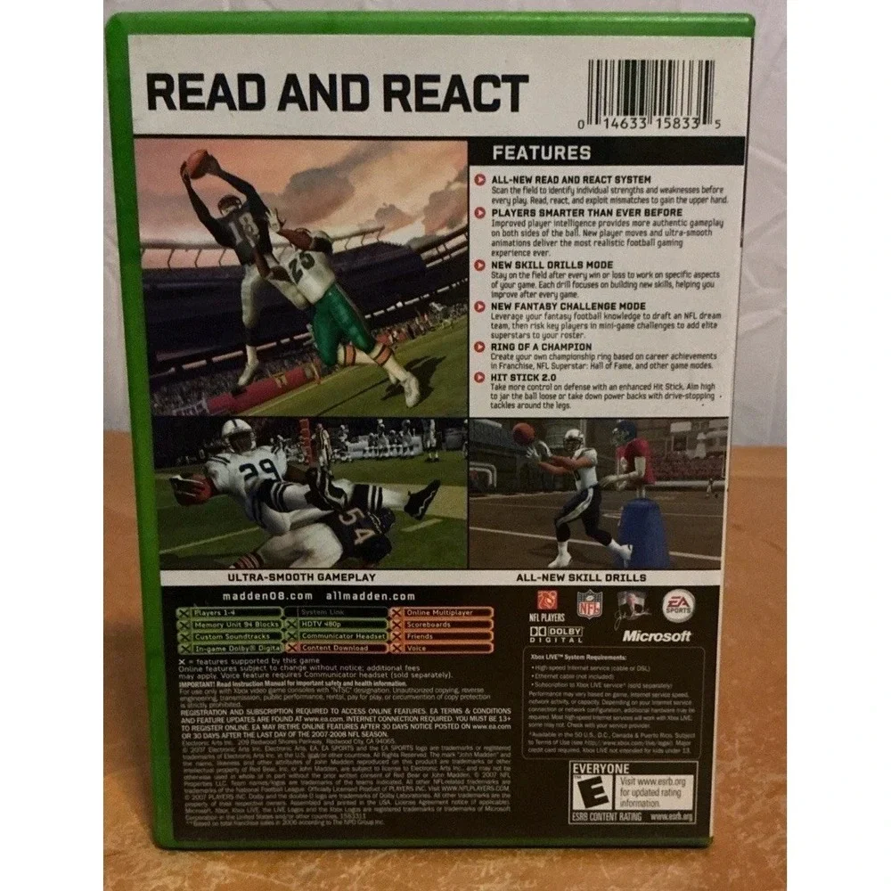 Madden NFL 08 EA Sports (Microsoft Xbox, 2007) Xbox Live Complete W/ Manual
